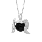 18ct White Gold Whitby Jet Zodiac Virgo 10mm Bead Pendant, P3628.