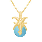 18ct Yellow Gold Turquoise Zodiac Capricorn 10mm Bead Pendant, P3623.18ct Yellow Gold Turquoise Zodiac Capricorn 10mm Bead Pendant, P3623.