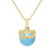 18ct Yellow Gold Turquoise Zodiac Gemini 10mm Bead Pendant, P3622.