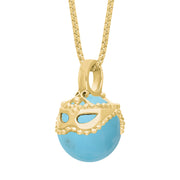 18ct Yellow Gold Turquoise Zodiac Gemini 10mm Bead Pendant, P3622.