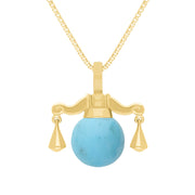 18ct Yellow Gold Turquoise Zodiac Libra 10mm Bead Pendant, P3617.