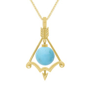 18ct Yellow Gold Turquoise Zodiac Sagittarius 10mm Bead Pendant, P3619.