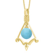 18ct Yellow Gold Turquoise Zodiac Sagittarius 10mm Bead Pendant, P3619.