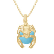 18ct Yellow Gold Turquoise Zodiac Scorpio 10mm Bead Pendant, P3618.