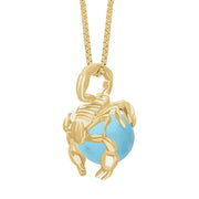 18ct Yellow Gold Turquoise Zodiac Scorpio 10mm Bead Pendant, P3618.