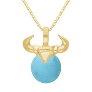 18ct Yellow Gold Turquoise Zodiac Taurus 10mm Bead Pendant, P3621.