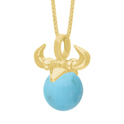 18ct Yellow Gold Turquoise Zodiac Taurus 10mm Bead Pendant, P3621.