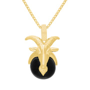 18ct Yellow Gold Whitby Jet Zodiac Capricorn 10mm Bead Pendant, P3623.18ct Yellow Gold Whitby Jet Zodiac Capricorn 10mm Bead Pendant, P3623.