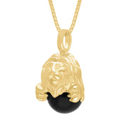 18ct Yellow Gold Whitby Jet Zodiac Leo 10mm Bead Pendant, P3626.