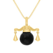 18ct Yellow Gold Whitby Jet Zodiac Libra 10mm Bead Pendant, P3617.