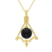 18ct Yellow Gold Whitby Jet Zodiac Sagittarius 10mm Bead Pendant, P3619.