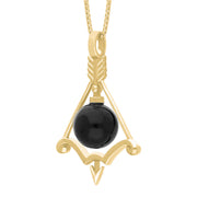 18ct Yellow Gold Whitby Jet Zodiac Sagittarius 10mm Bead Pendant, P3619.