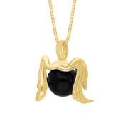 18ct Yellow Gold Whitby Jet Zodiac Virgo 10mm Bead Pendant, P3628.