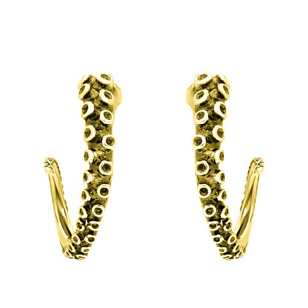 18ct Yellow Gold Tentacle Hoop Earrings, E2460