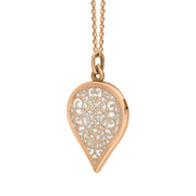 18ct Rose Gold Bauxite Flore Filigree Large Heart Necklace. P3631._2