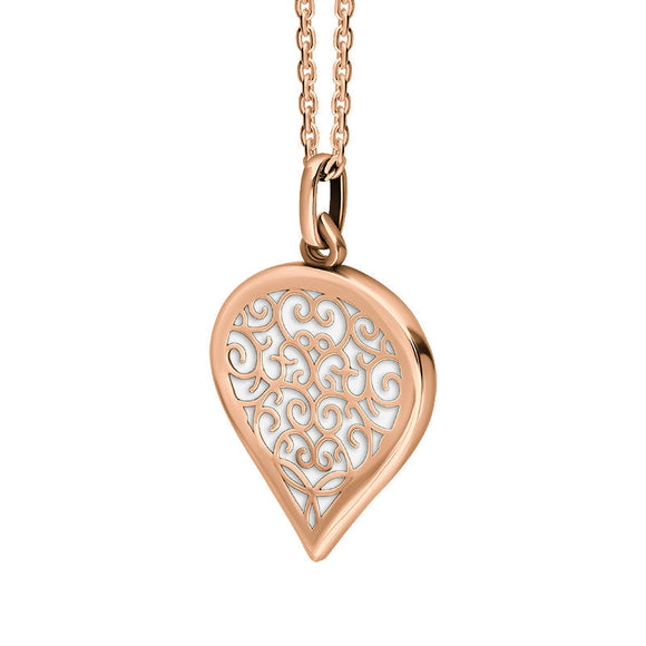 18ct Rose Gold Bauxite Flore Filigree Medium Heart Necklace. P3630._2