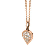 18ct Rose Gold Bauxite Flore Filigree Small Heart Necklace. P3629._2