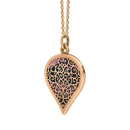 18ct Rose Gold Blue John Flore Filigree Large Heart Necklace. P3631._2