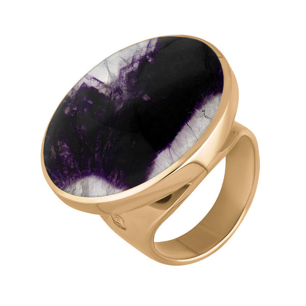18ct Rose Gold Blue John Hallmark Medium Round Ring. R610_FH