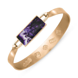 18ct Rose Gold Blue John Hallmark Wide Oblong Bangle, B030_FH