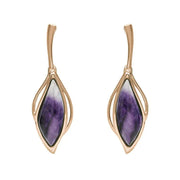 18ct Rose Gold Blue John Open Marquise Drop Earrings, E2437