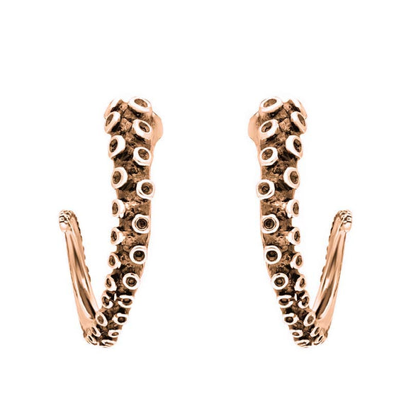 18ct Rose Gold Tentacle Hoop Earrings, E2460