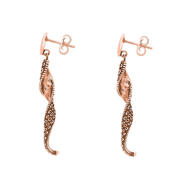 18ct Rose Gold Tentacle Twist Drop Earrings