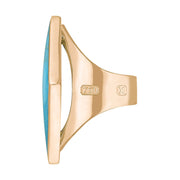 18ct Rose Gold Turquoise Hallmark Large Rhombus Ring
