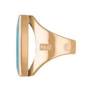 18ct Rose Gold Turquoise Hallmark Medium Oblong Ring