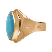 18ct Rose Gold Turquoise Hallmark Small Oval Ring