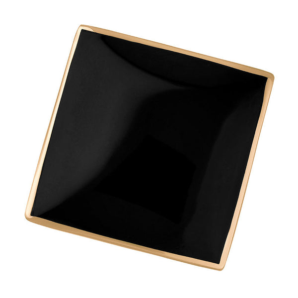 18ct Rose Gold Whitby Jet Hallmark Large Rhombus Ring, R608_FH.