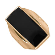 18ct Rose Gold Whitby Jet Hallmark Medium Oblong Ring, R065_FH