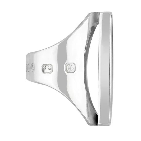 18ct White Gold Blue John Hallmark Large Oblong Ring