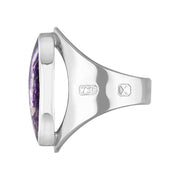 18ct White Gold Blue John Hallmark Medium Oval Ring