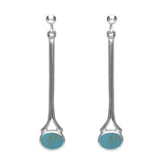18ct White Gold Turquoise Long Drop Earrings. E094.