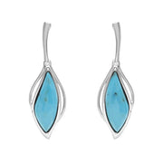18ct White Gold Turquoise Open Marquise Drop Earrings, E2437