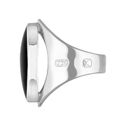 18ct White Gold Whitby Jet Hallmark Medium Oval Ring