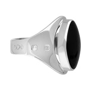 18ct White Gold Whitby Jet Hallmark Small Oval Ring