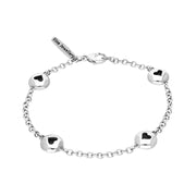 18ct White Gold Whitby Jet Oval Heart Detail Four Stone Bracelet, B797_2.