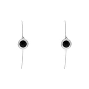 18ct White Gold Whitby Jet Star Disc Drop Earrings, E1371_2.