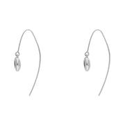 18ct White Gold Whitby Jet Star Disc Drop Earrings, E1371_3.