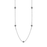 18ct White Gold Whitby Jet Star Link Disc Chain Necklace, N744.