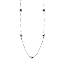 18ct White Gold Whitby Jet Star Link Disc Chain Necklace, N744.
