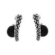 18ct White Gold Whitby Jet Tentacle Hoop Earrings, E2462.