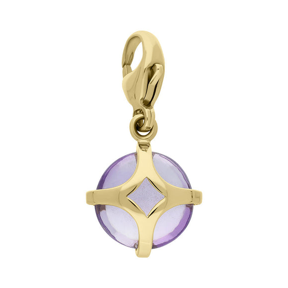 18ct Yellow Gold Amethyst Cross Heart Bead Charm D G578.