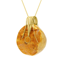 18ct Yellow Gold Amber Donut Shaped Pendant Necklace D