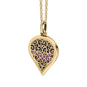 18ct Yellow Gold Blue John Flore Filigree Medium Heart Necklace. P3630._2