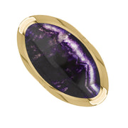 18ct Yellow Gold Blue John Hallmark Large Oval Ring. R013_FH.