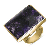 18ct Yellow Gold Blue John Hallmark Large Square Ring. R605_FH.