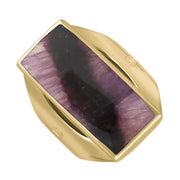 18ct Yellow Gold Blue John Hallmark Medium Oblong Ring. R065_FH